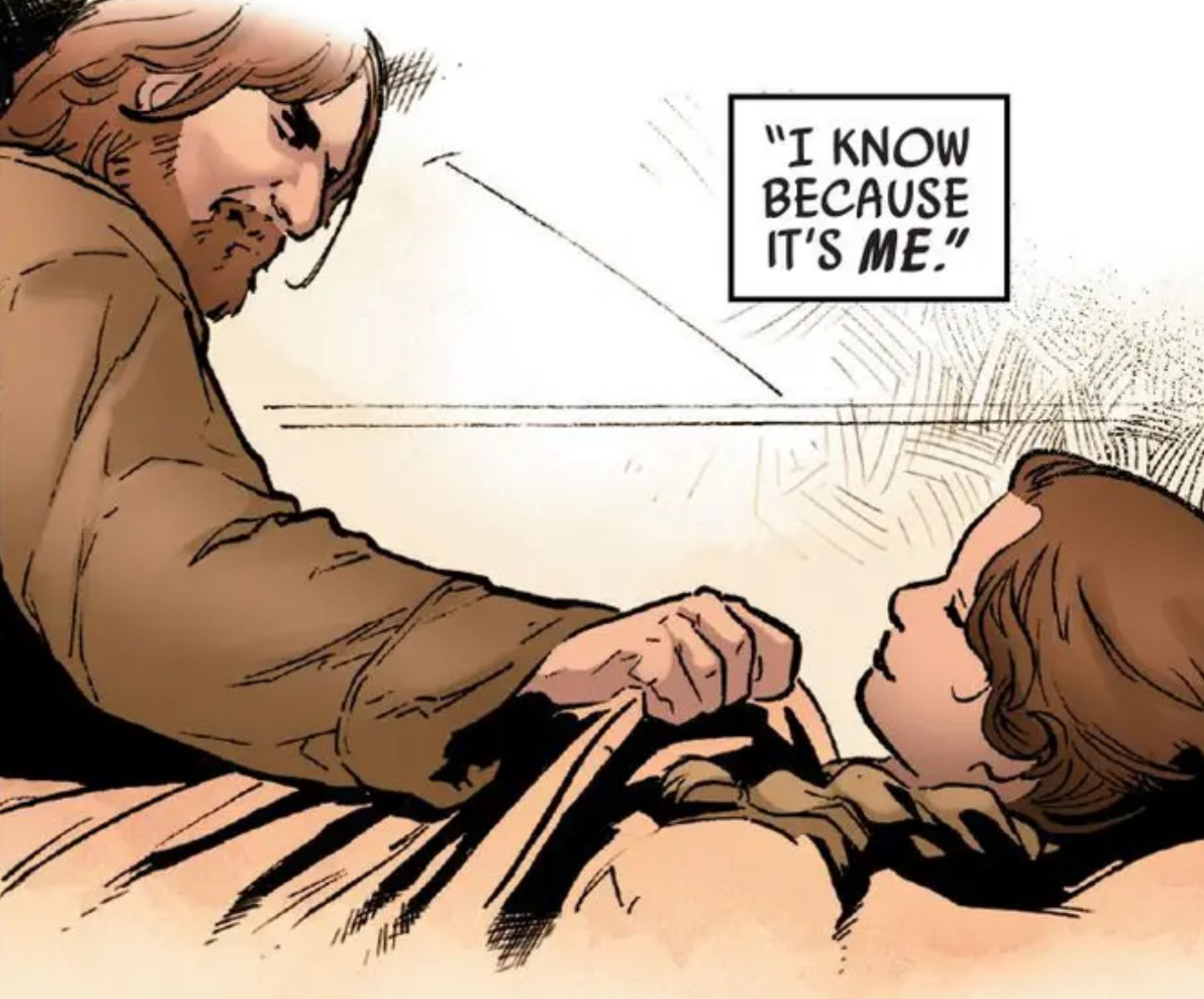 Luke Skywalker in a Star Wars comic panel: "I know because it's me."