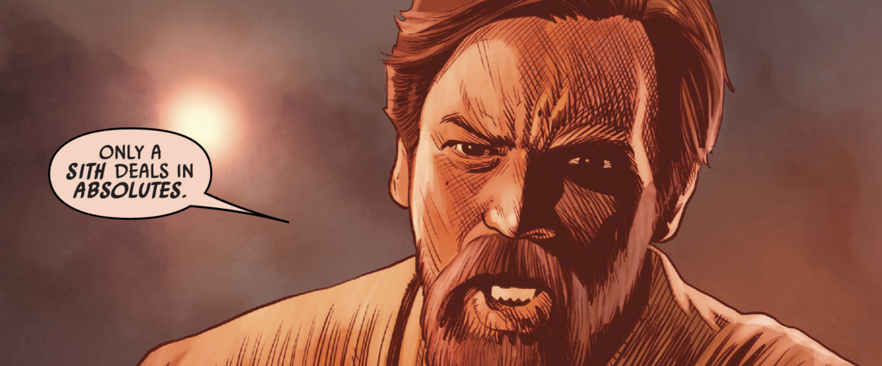 Obi-Wan Kenobi in a Star Wars comic panel: "Only a Sith deals in absolutes."