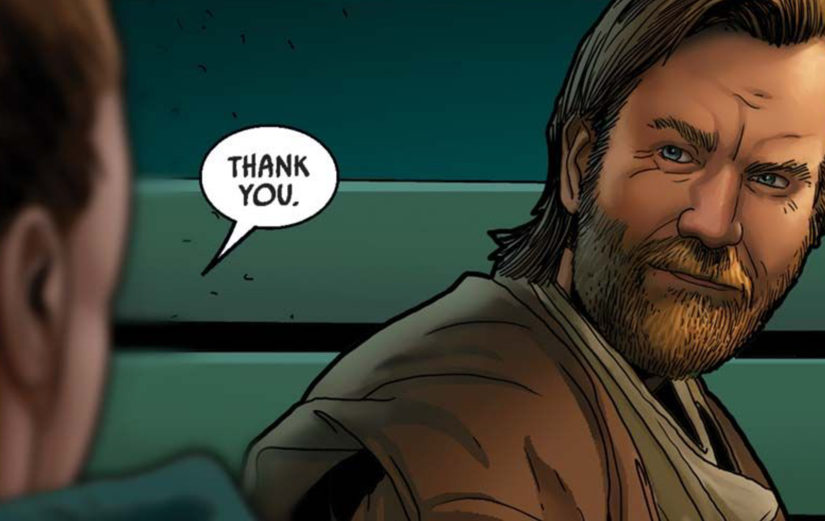 Obi-Wan Kenobi in a Star Wars comic panel: "Thank you."