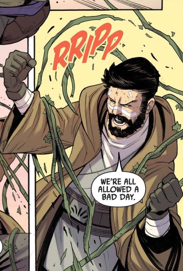 Elzar Mann in a Star Wars comic panel: "We're all allowed a bad day."