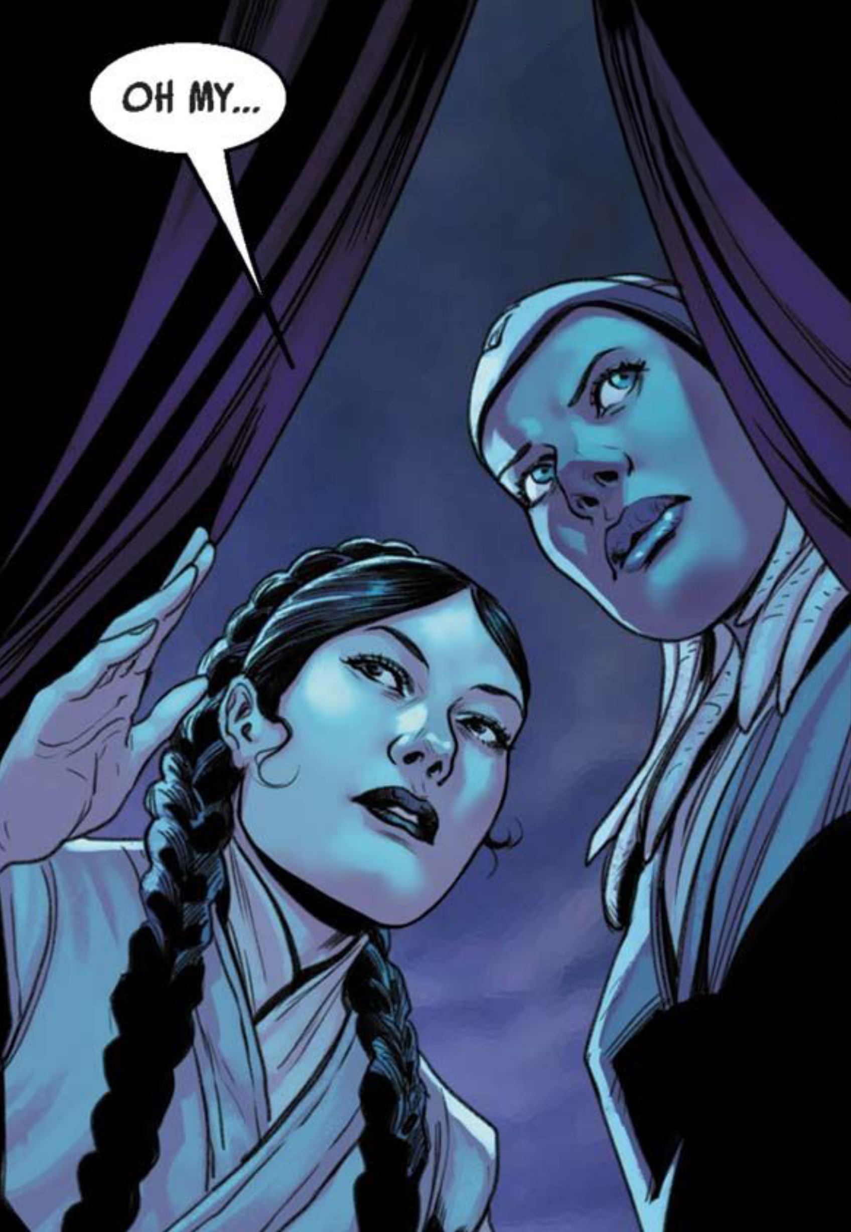 Leia Organa & Breha Organa in a Star Wars comic panel: "Oh my..."