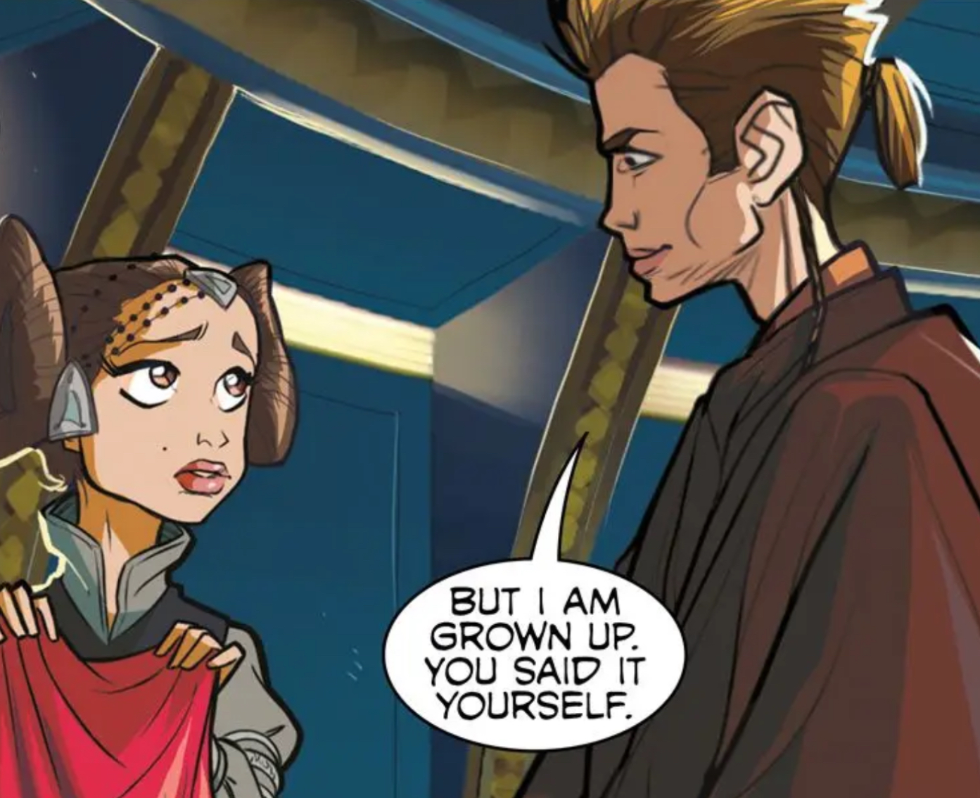 Anakin Skywalker & Padmé Amidala in a Star Wars comic panel: "But I am grown up. You said it yourself."