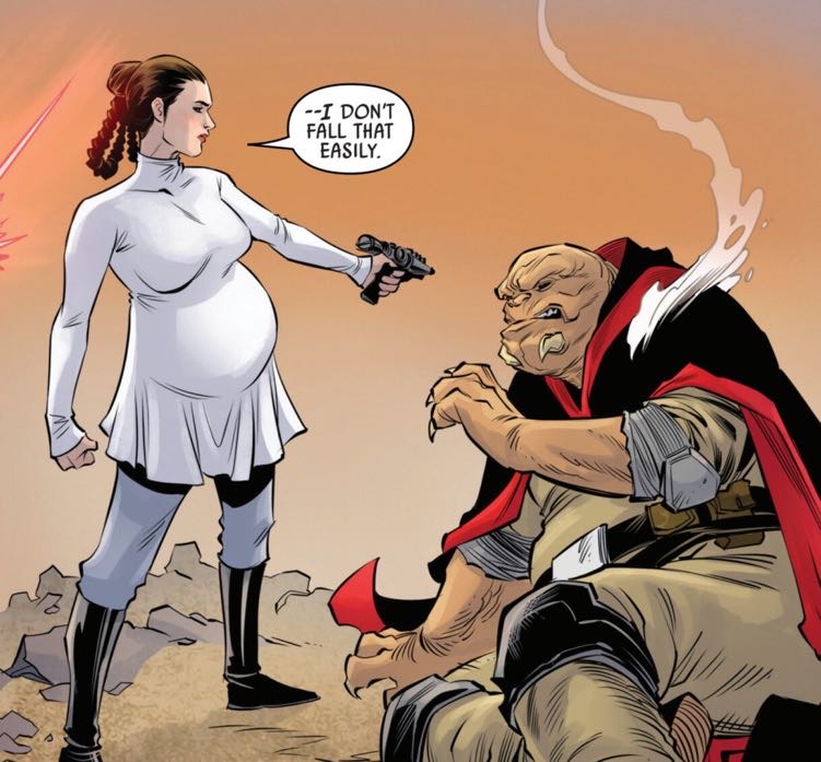 Leia Organa in a Star Wars comic panel: "I don't fall that easily."