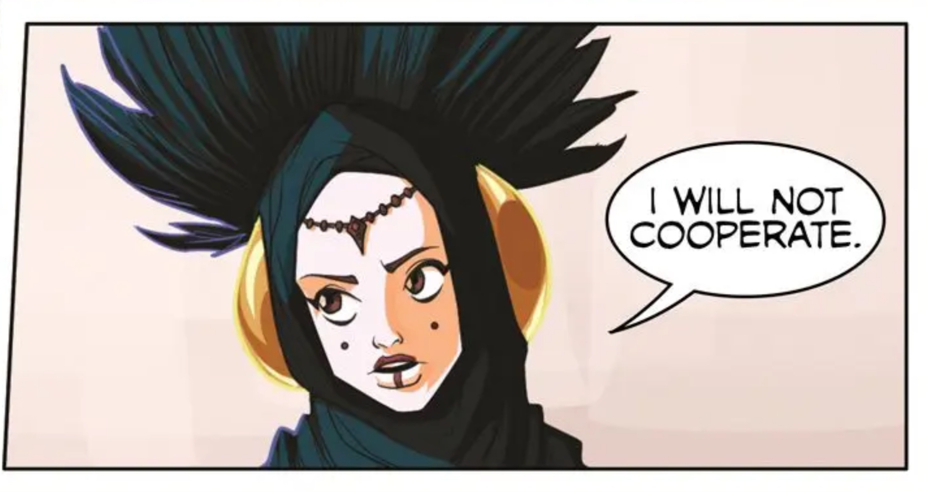 Padmé Amidala in a Star Wars comic panel: "I will not cooperate."