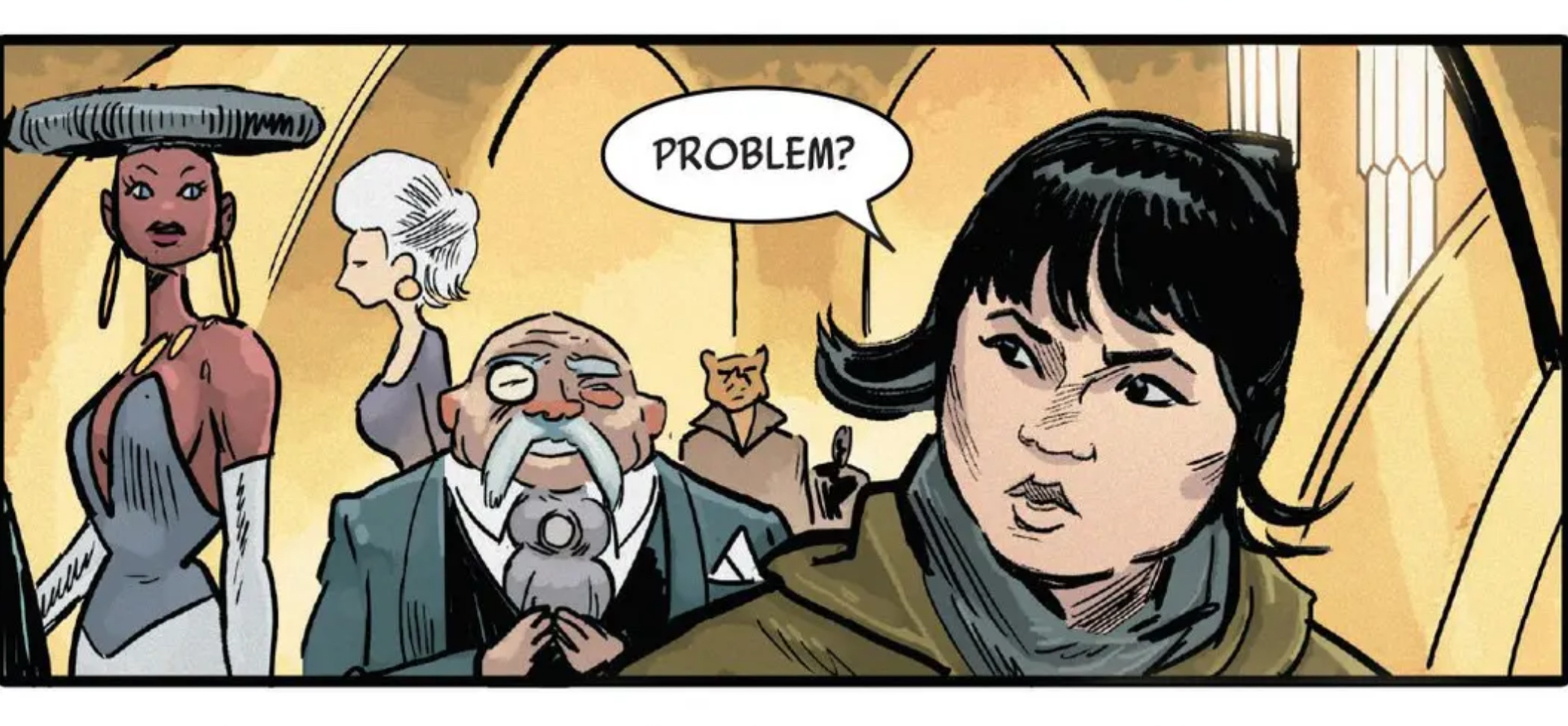 Doctor Aphra in a Star Wars comic panel: "Problem?"