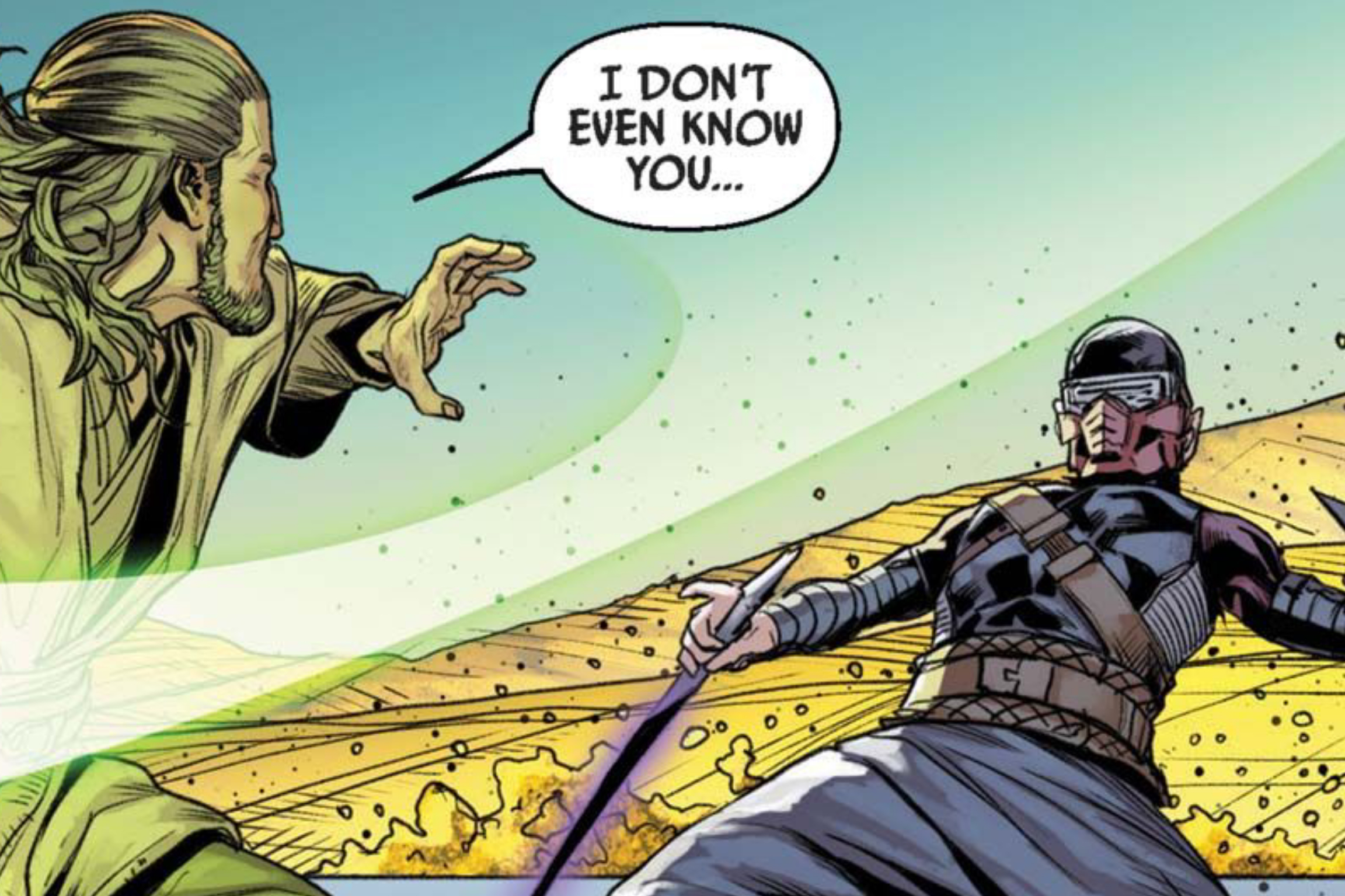 Qui-Gon Jinn in a Star Wars comic panel: "I don't even know you..."