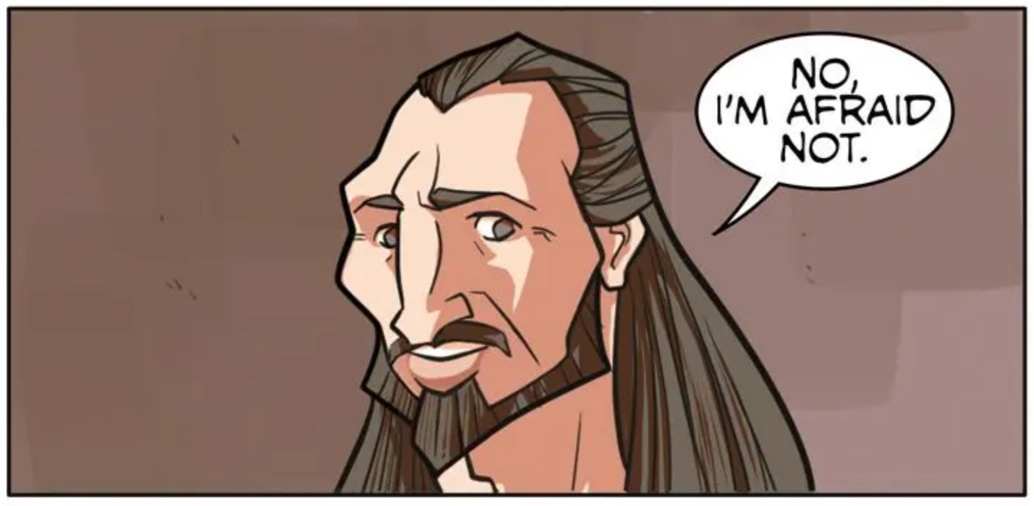 Qui-Gon Jinn in a Star Wars comic panel: "No, I'm afraid not."