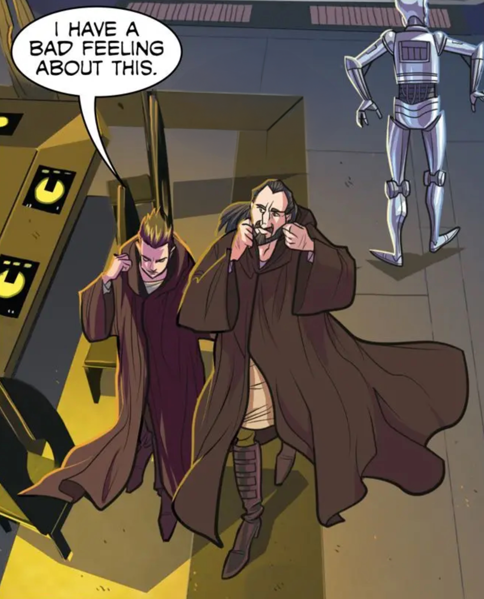 Obi-Wan Kenobi & Qui-Gon Jinn in a Star Wars comic panel: "I have a bad feeling about this."
