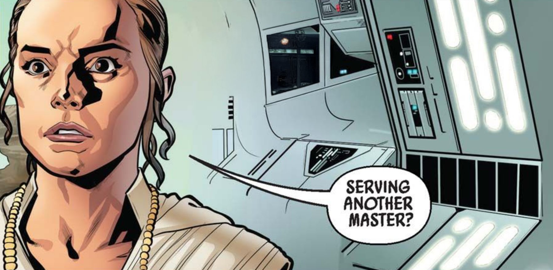 Padmé Amidala in a Star Wars comic panel: "Serving another master?"