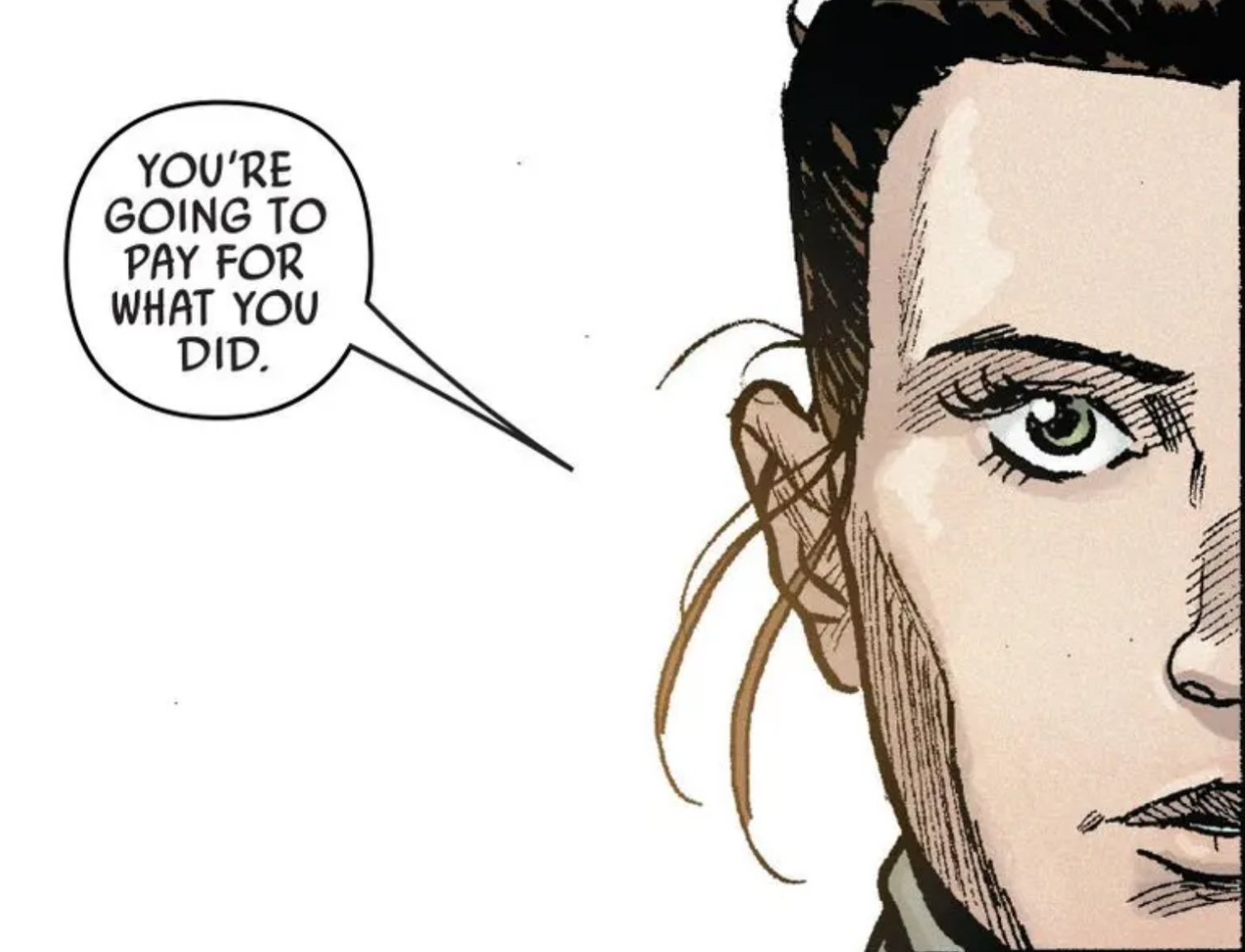 Rey in a Star Wars comic panel: "You're going to pay for what you did."