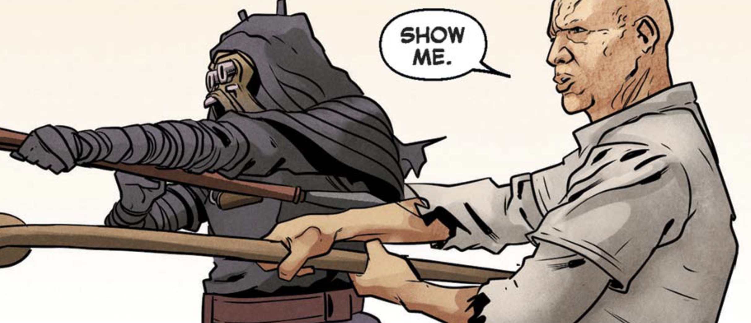Boba Fett in a Star Wars comic panel: "Show me."