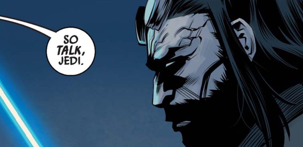 Marchion Ro in a Star Wars comic panel: "So talk, Jedi."