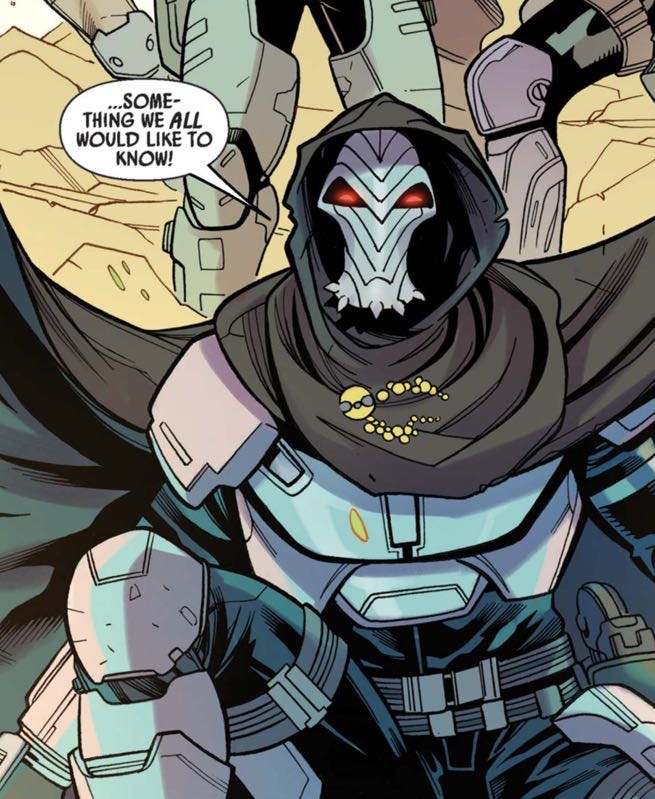 Marchion Ro in a Star Wars comic panel: "Something we all would like to know!"