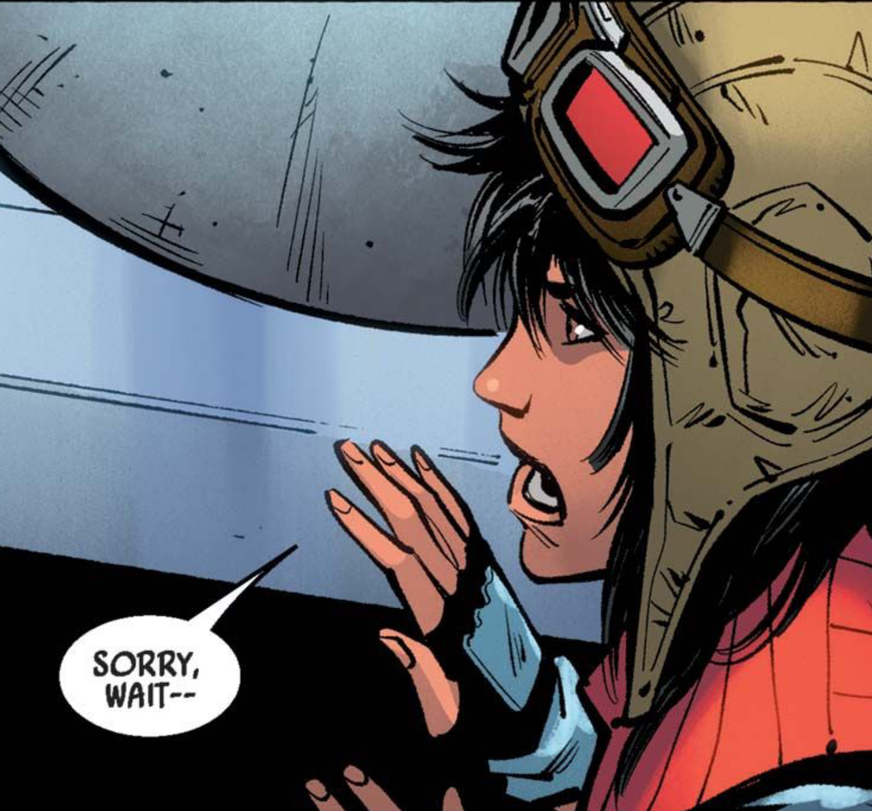 Doctor Aphra in a Star Wars comic panel: "Sorry, wait--"