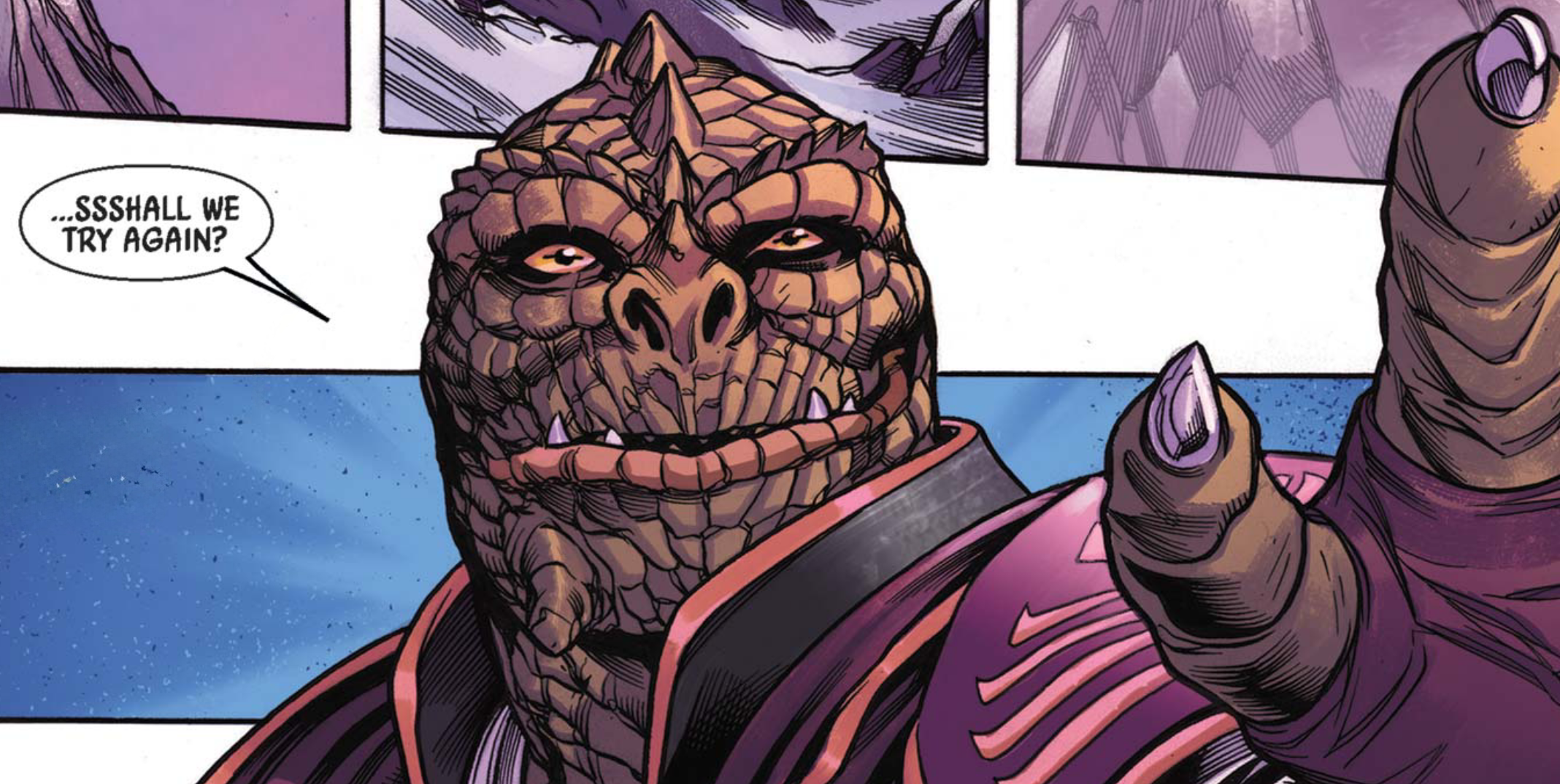 Sskeer in a Star Wars comic panel: "Sshall we try again?"