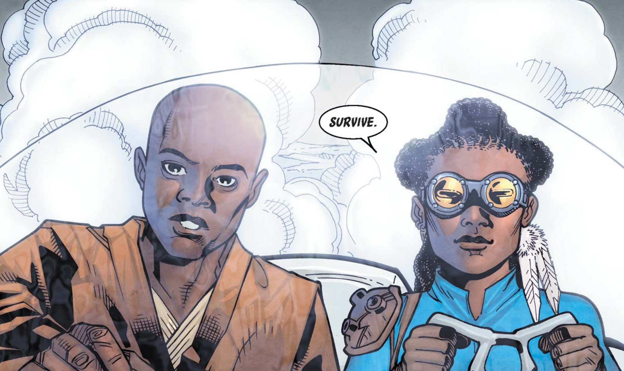 Mace Windu in a Star Wars comic panel: "Survive."