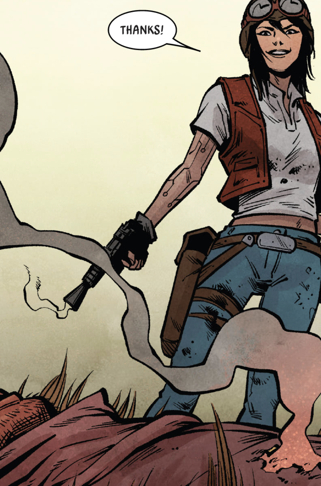 Doctor Aphra in a Star Wars comic panel: "Thanks!"