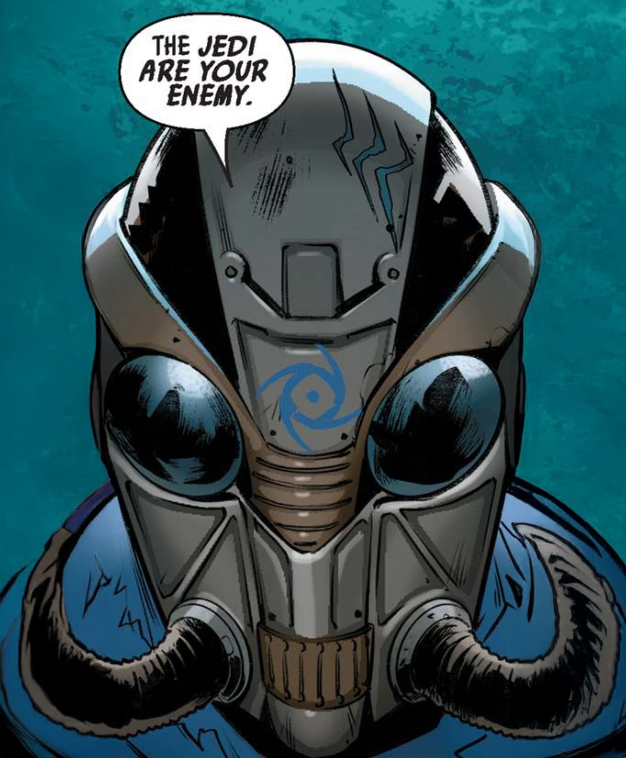 Marchion Ro in a Star Wars comic panel: "The Jedi are your enemy."