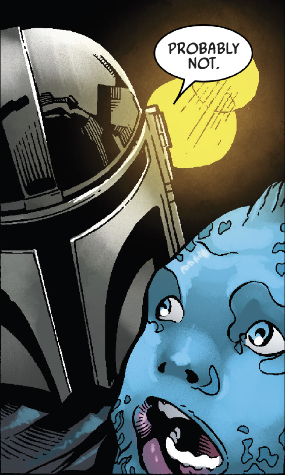 Din Djarin in a Star Wars comic panel: "Probably not."