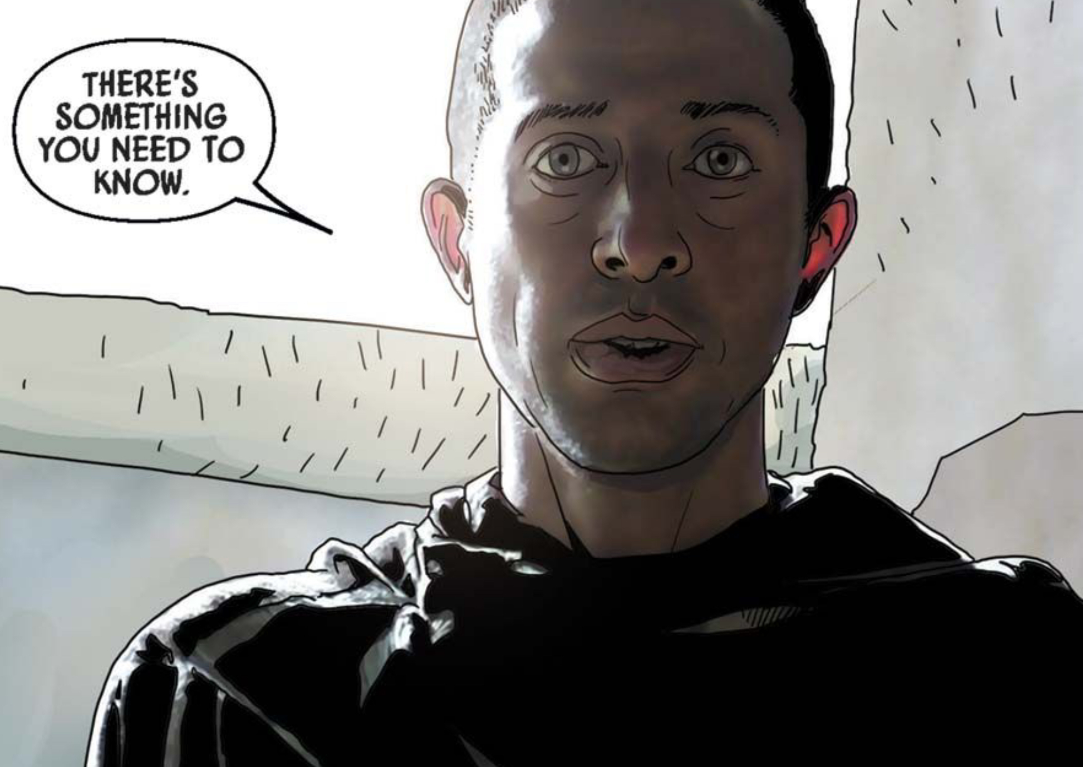 Finn in a Star Wars comic panel: "There's something you need to know."