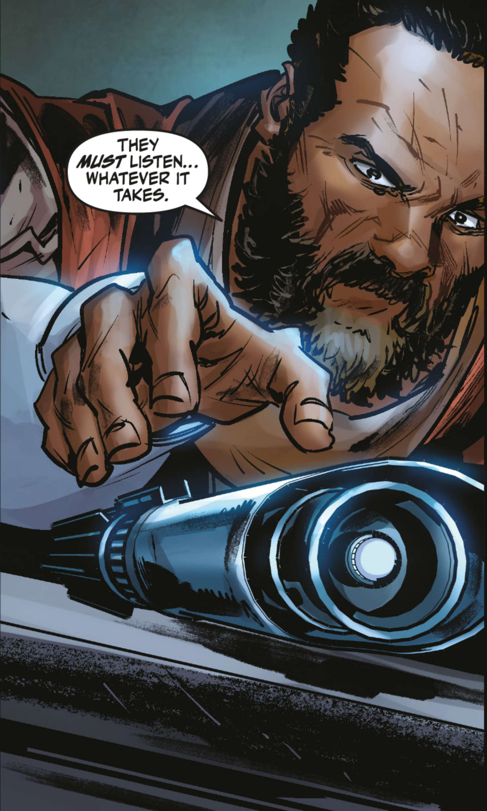 Saw Gerrera in a Star Wars comic panel: "They must listen... whatever it takes."