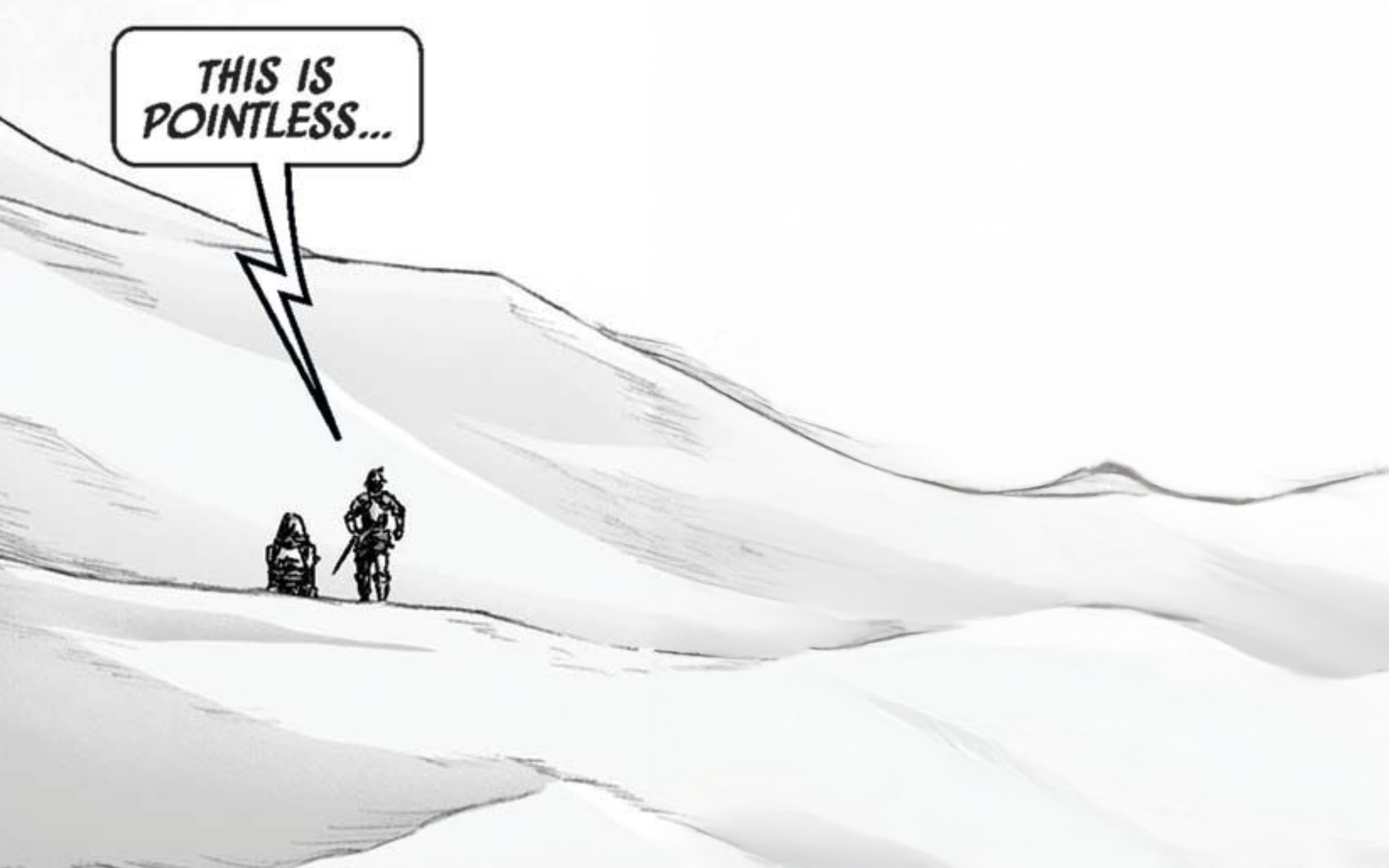 C-3PO & R2-D2 in a Star Wars comic panel: "This is pointless..."