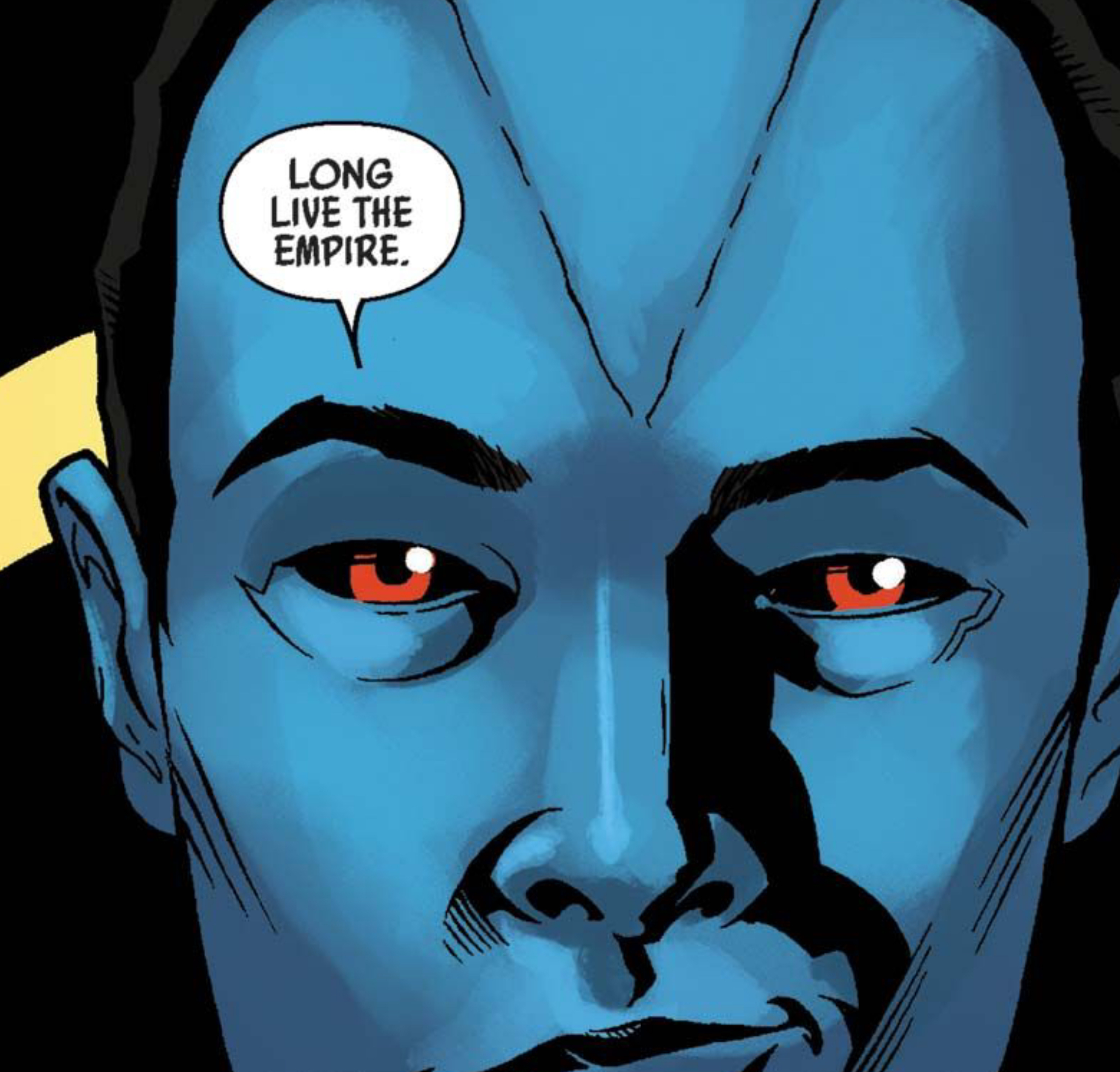 Grand Admiral Thrawn in a Star Wars comic panel: "Long live the Empire."