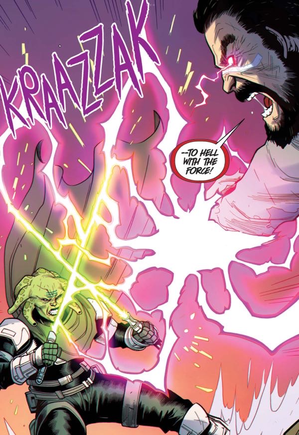 Sskeer in a Star Wars comic panel: "--To hell with the Force!"