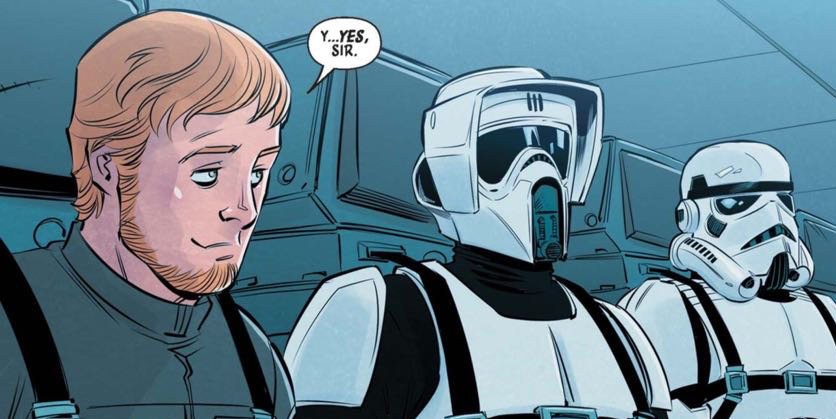 Luke Skywalker in a Star Wars comic panel: "Y... yes, sir."