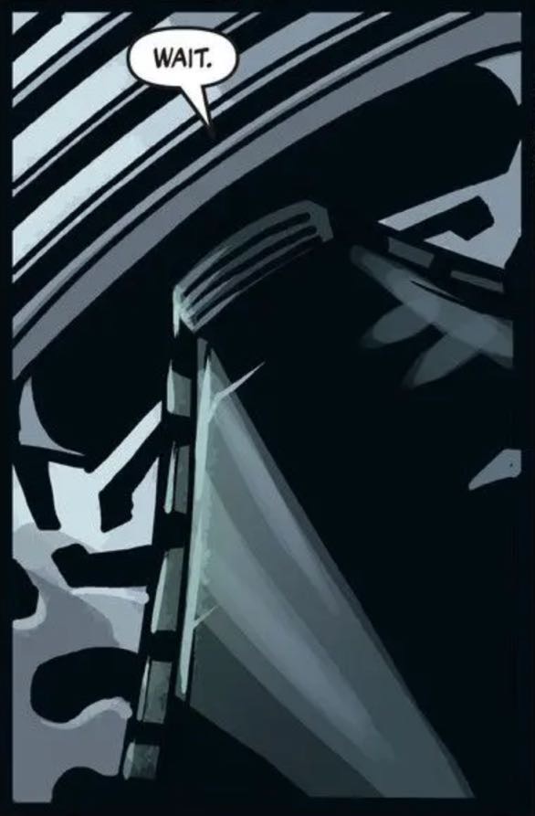 Darth Vader in a Star Wars comic panel: "Wait."