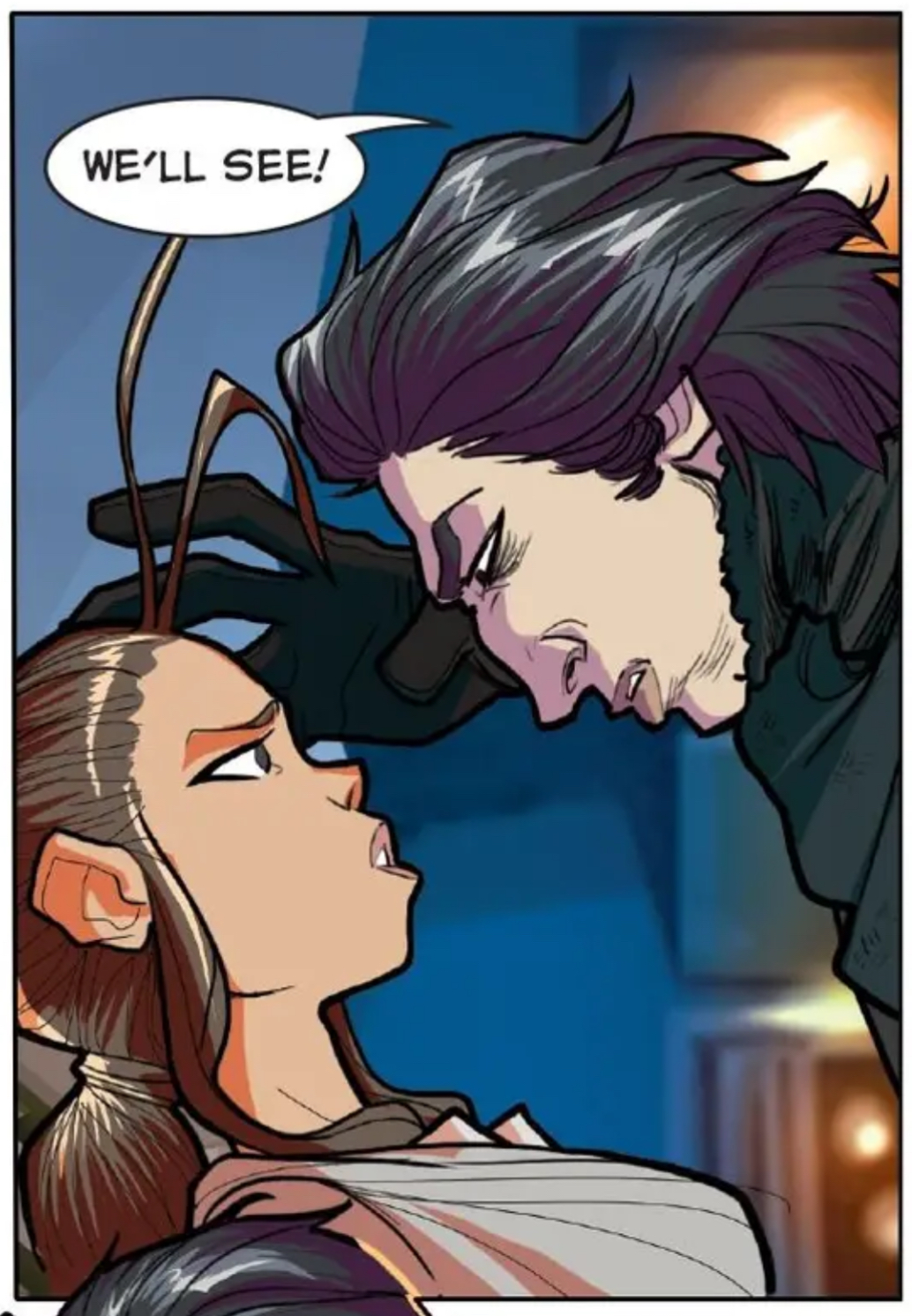Zeen Mrala & Krix Kamerat in a Star Wars comic panel: "We'll see!"