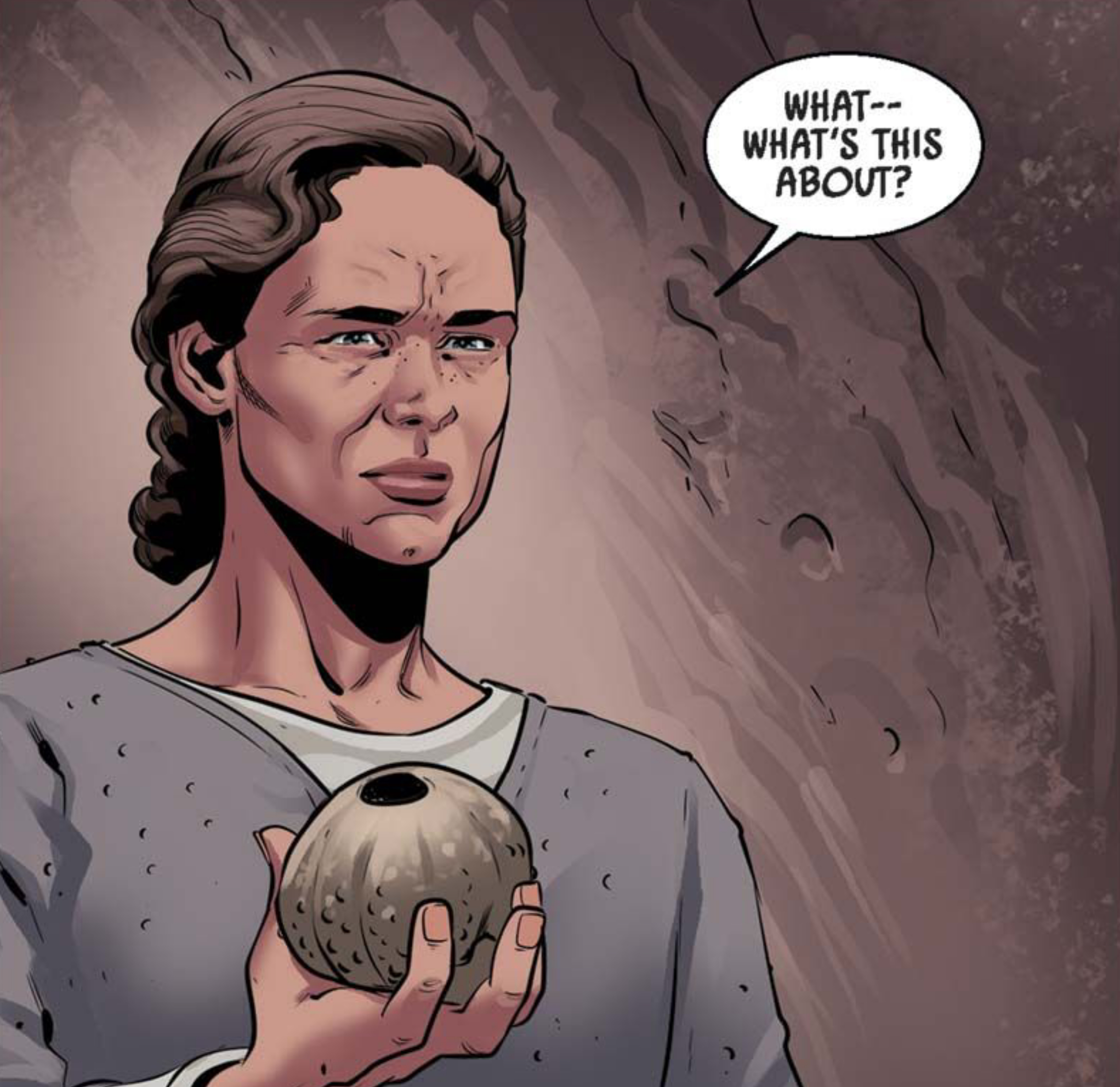 Rey in a Star Wars comic panel: "What-- what's this about?"