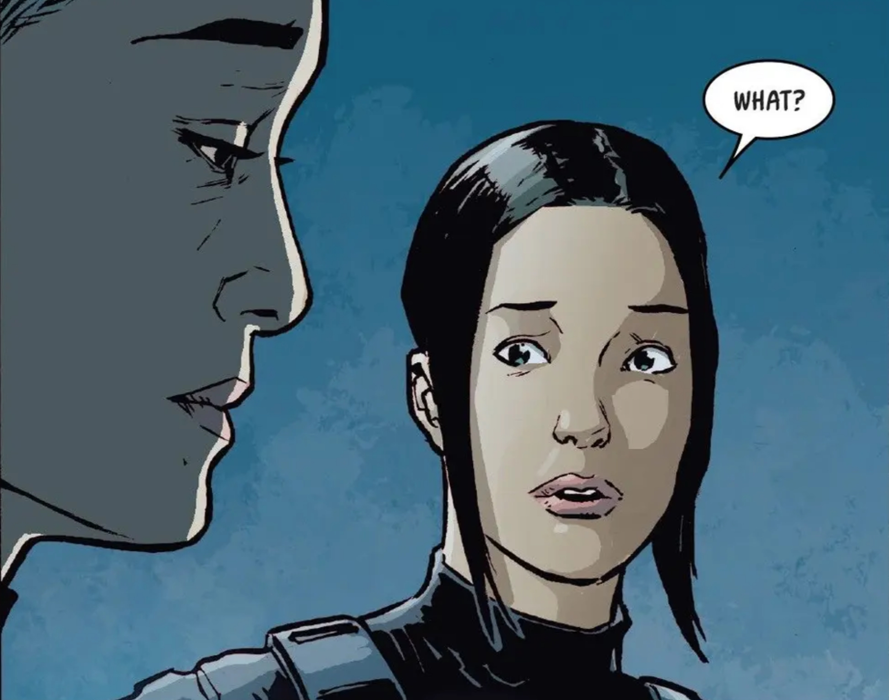 Jyn Erso & Cassian Andor in a Star Wars comic panel: "What?"