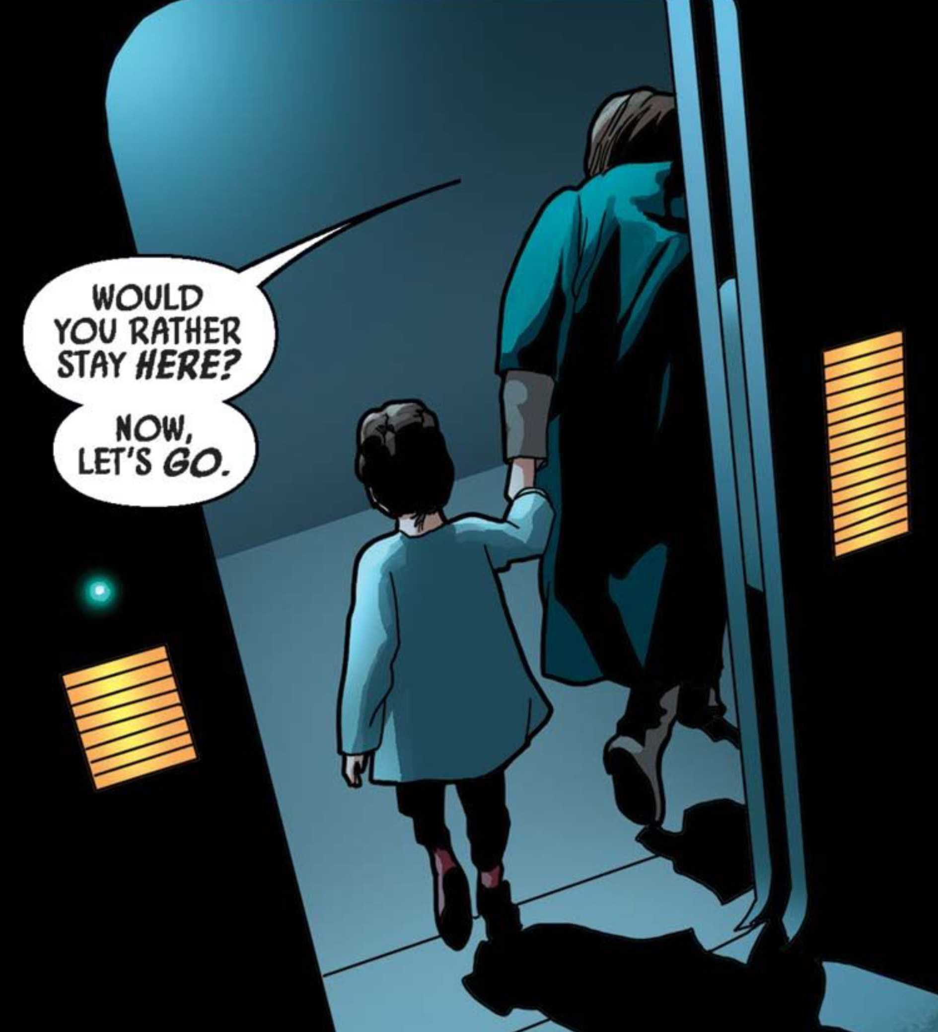 Obi-Wan Kenobi & Leia Organa in a Star Wars comic panel: "Would you rather stay here? Now, let’s go."