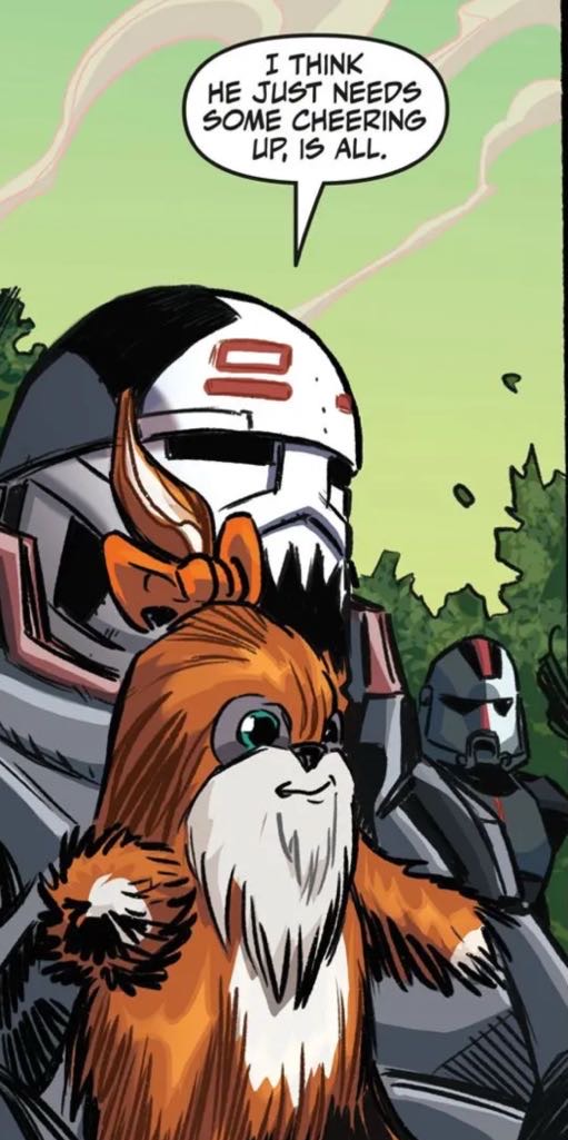 Wrecker & Hunter in a Star Wars comic panel: "I think he just needs some cheering up, is all."
