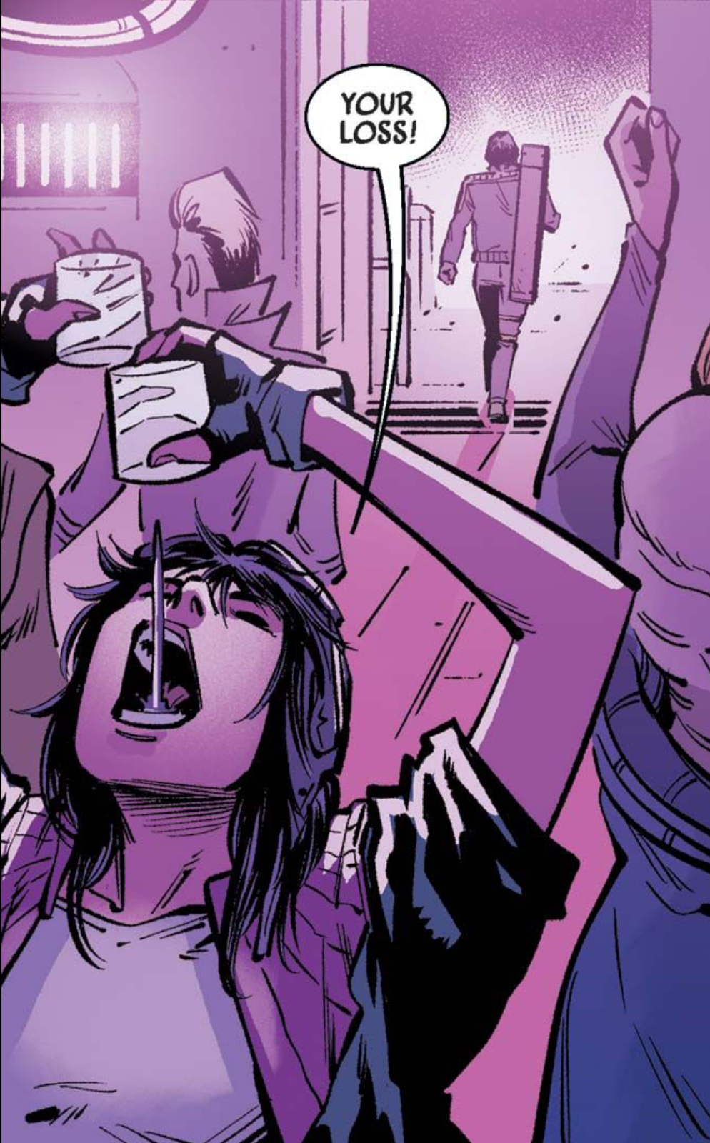 Doctor Aphra in a Star Wars comic panel: "Your loss!"