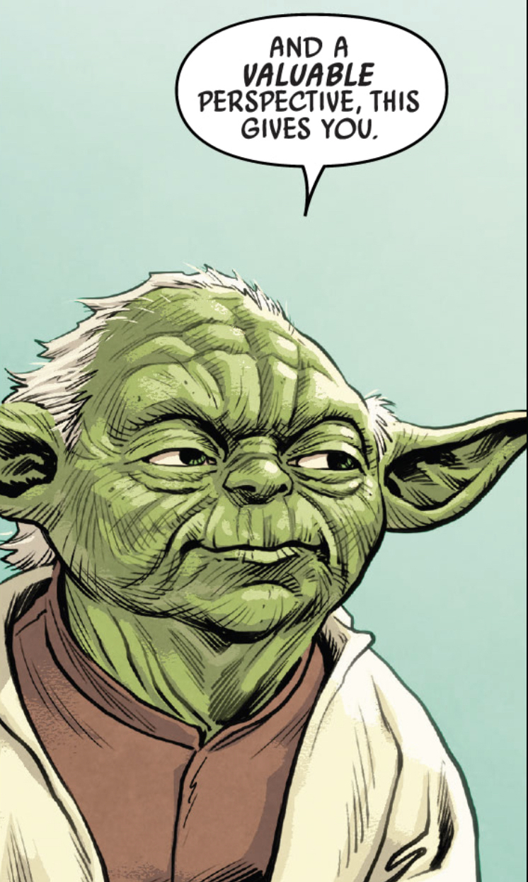 Yoda in a Star Wars comic panel: "And a valuable perspective, this gives you."