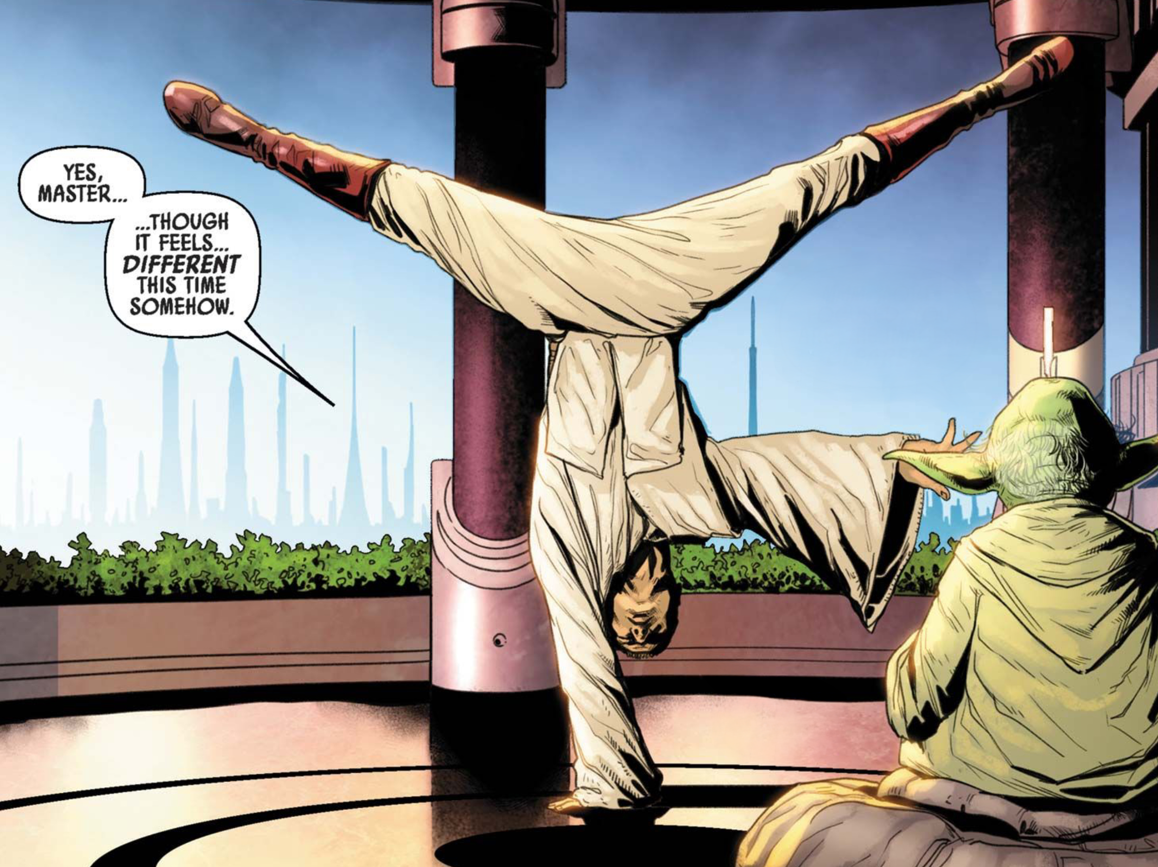 Yoda in a Star Wars comic panel: "Yes, Master. Though it feels different this time somehow."