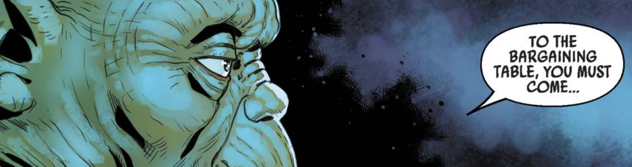 Yoda in a Star Wars comic panel: "To the bargaining table, you must come..."