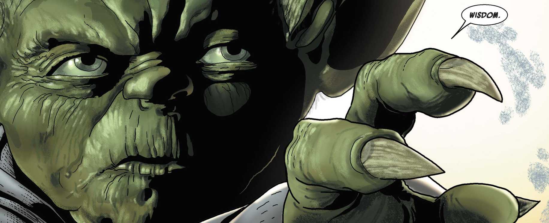 Yoda in a Star Wars comic panel: "Wisdom."