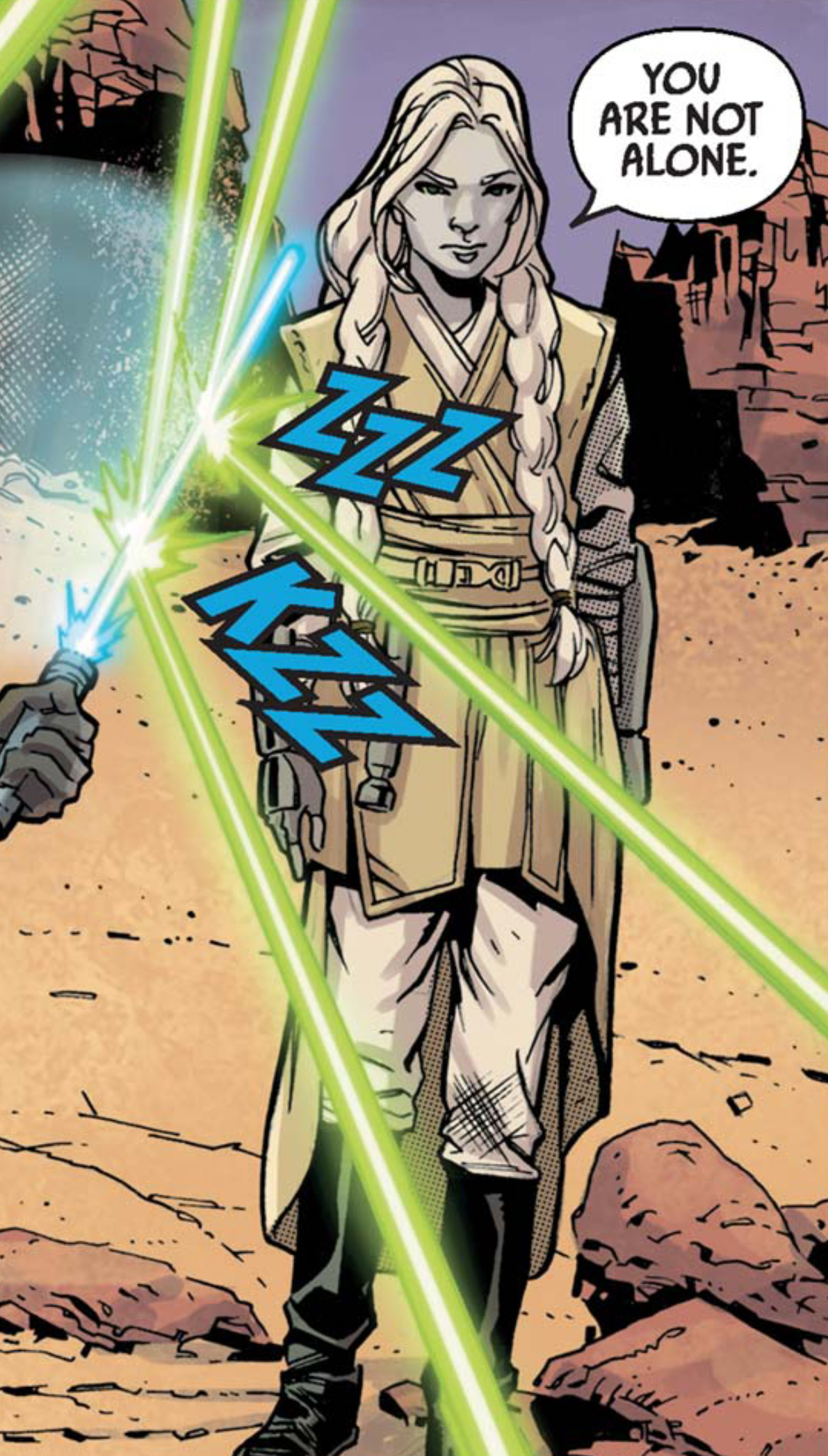 Avar Kriss in a Star Wars comic panel: "You are not alone."