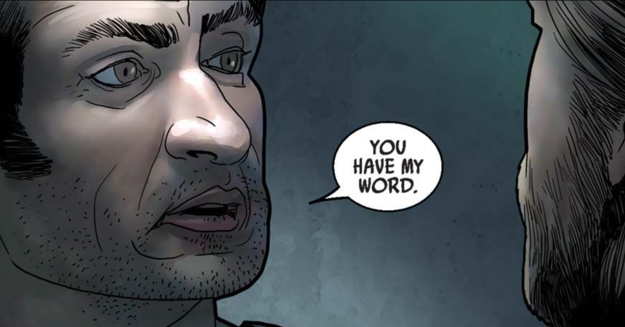 Poe Dameron in a Star Wars comic panel: "You have my word."