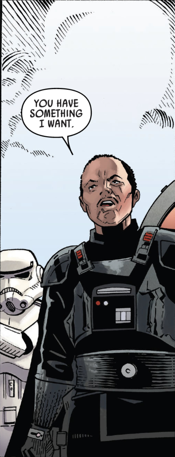 Moff Gideon in a Star Wars comic panel: "You have something I want"