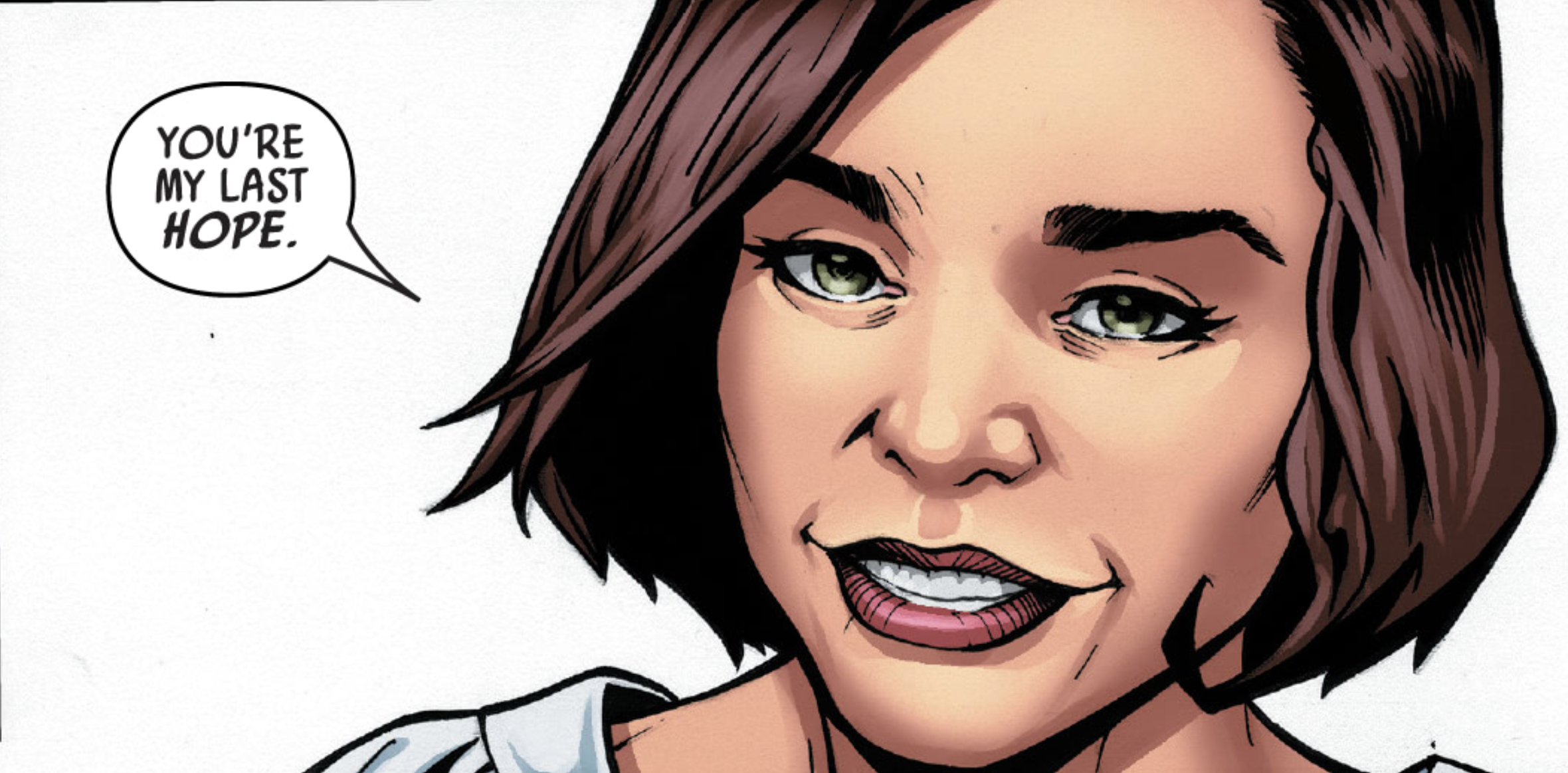 Qi'ra in a Star Wars comic panel: "You're my last hope."