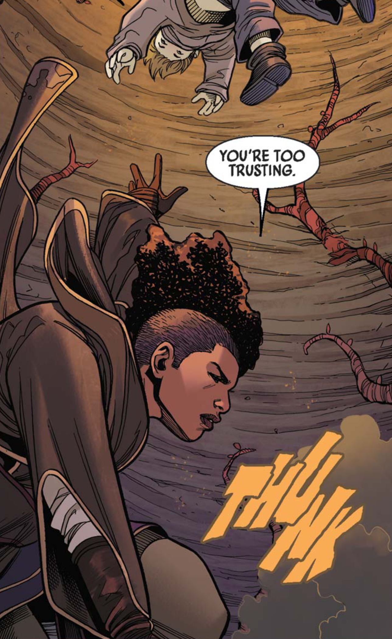 Keeve Trennis in a Star Wars comic panel: "You're too trusting."