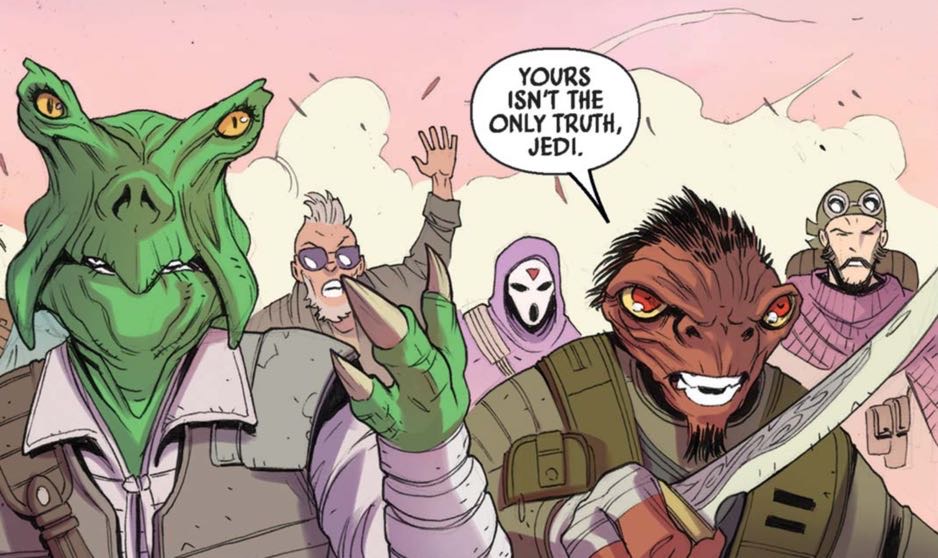 Marchion Ro in a Star Wars comic panel: "Yours isn't the only truth, Jedi."
