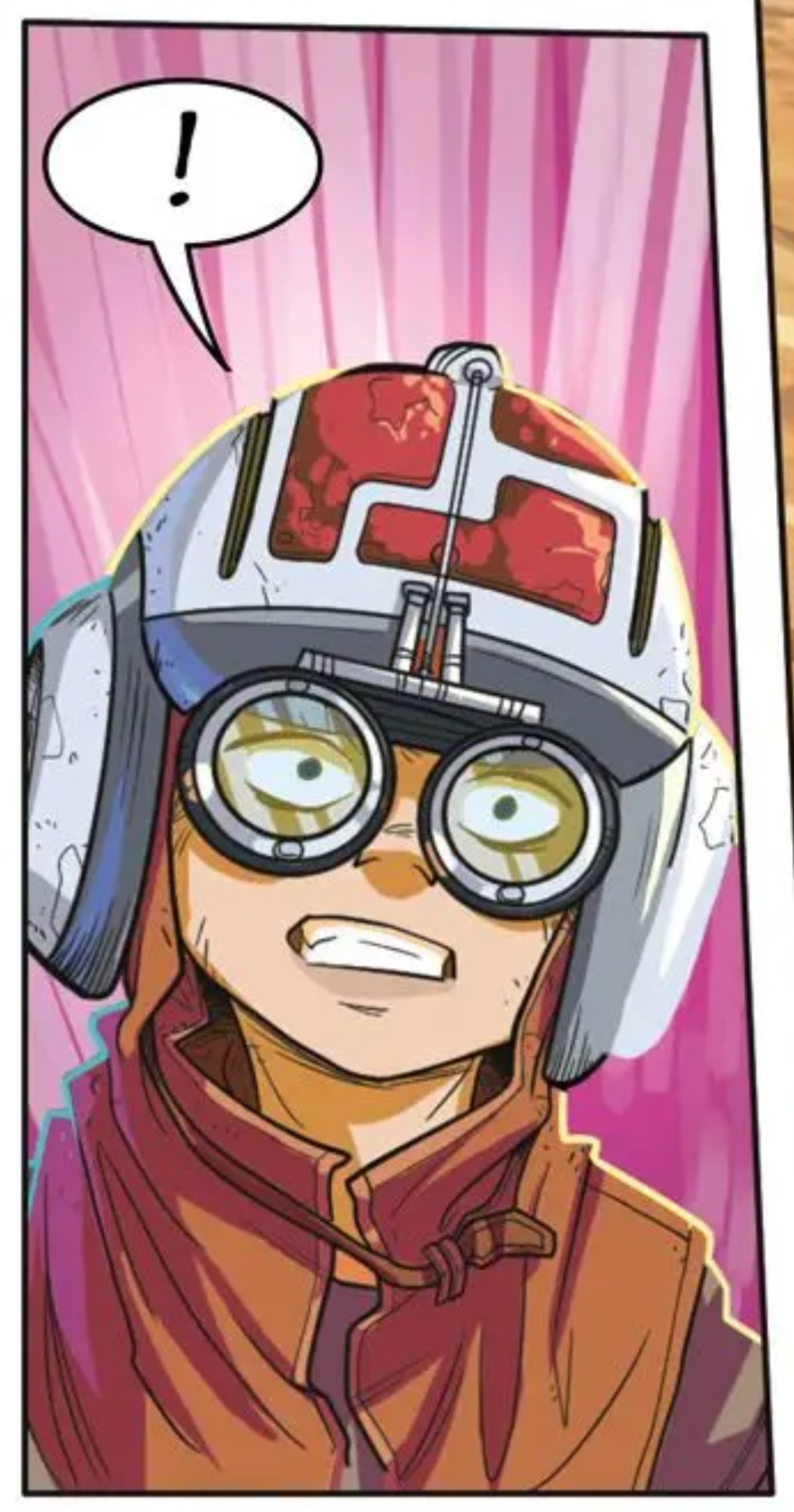 Anakin Skywalker in a Star Wars comic panel: "!"