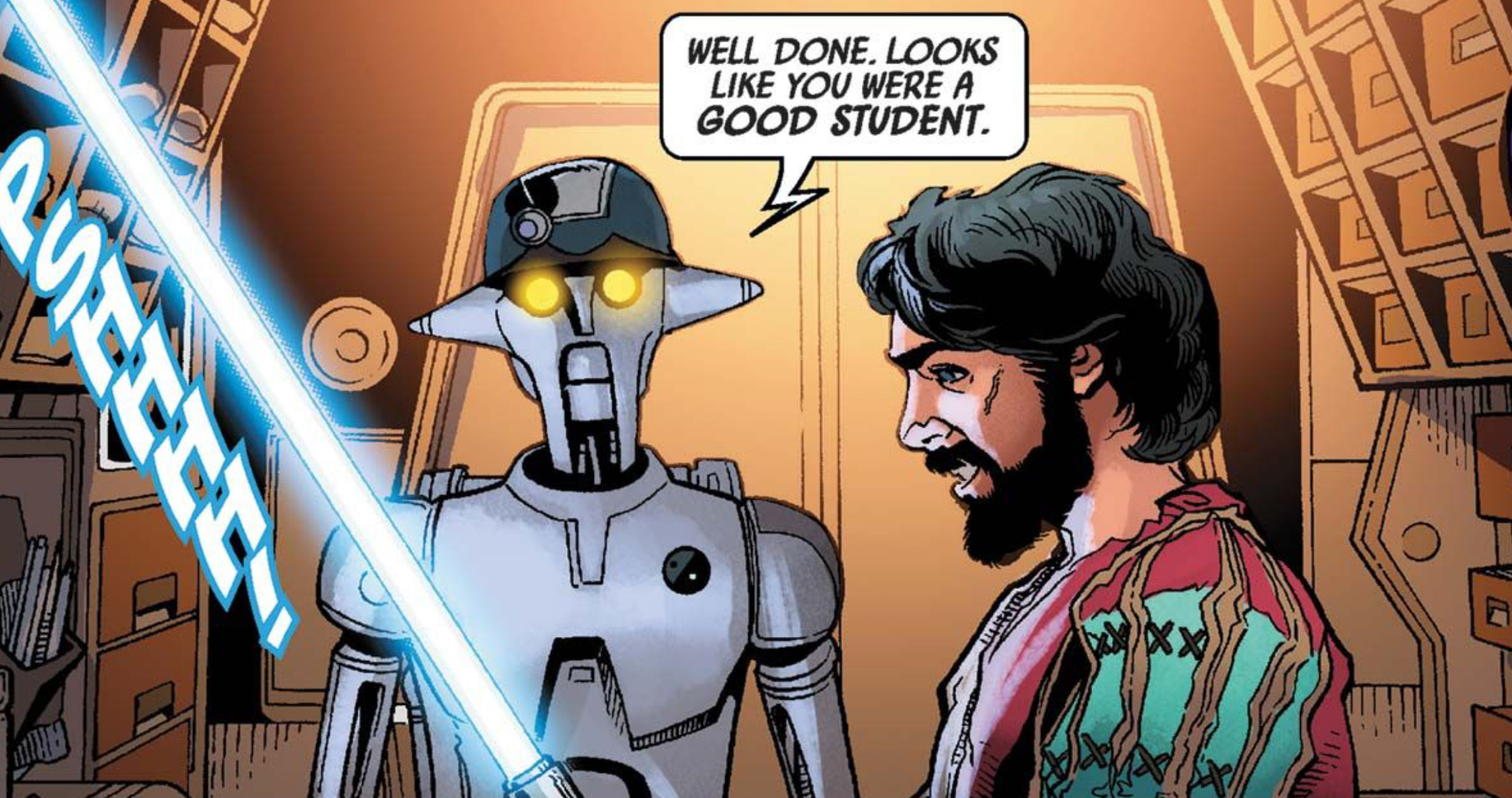 Huyang in a Star Wars comic panel: "Well done. Looks like you were a good student."